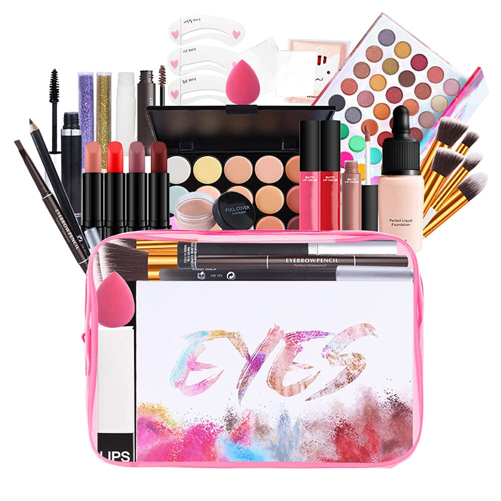 All in One Makeup Gift Kit, Multipurpose Makeup Set for Women, Full Kit with Face Makeup, Lipstick Set, Eyebrow Pencil, Lip Gloss (8 Pcs) (FJM1125WK2N106Q)