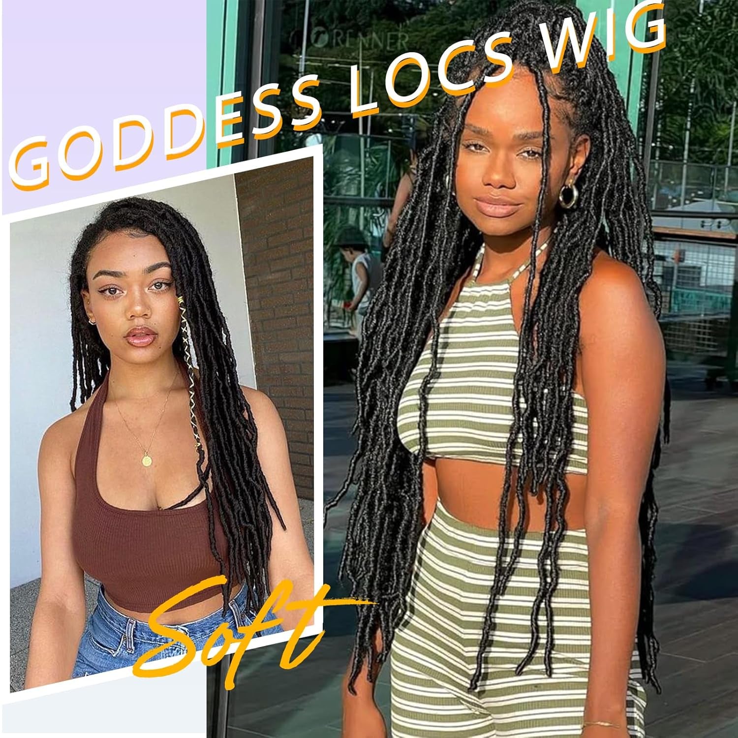 Full Lace Faux Locs Wigs for Black Women Knotless Square Part Dreadlock Wig with Baby Hair Soft Loc Synthetic Dreadlock Wigs Goddess Locs Braided Lace Front Wig
