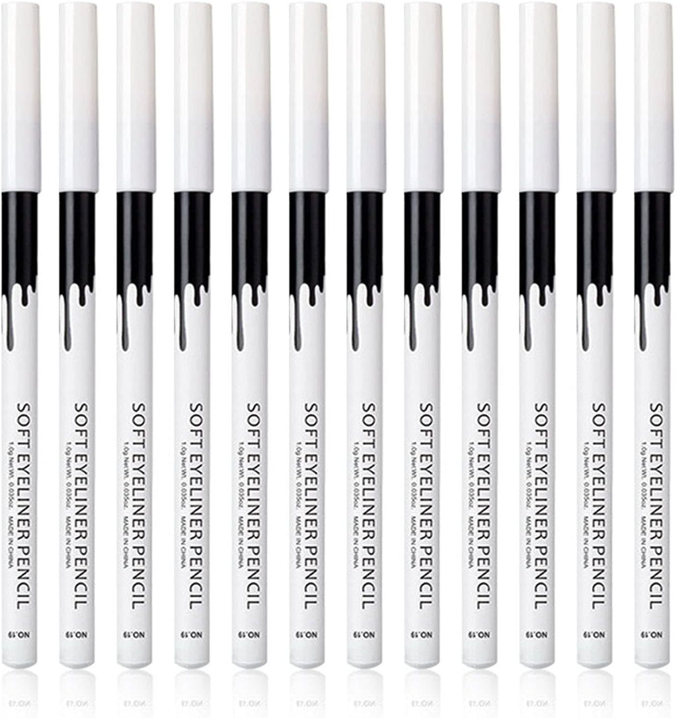 12PCS Black & White Eyeliner Pencil Set | Waterproof, Long-Lasting Multi-Use with Sharpener