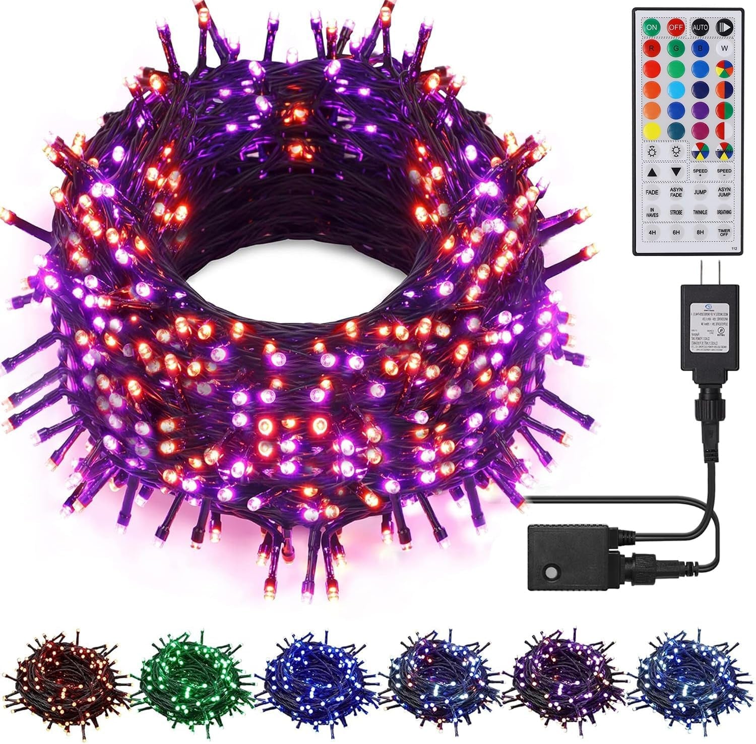 300 LED Halloween Lights, 98.5FT Halloween String Lights with 8 Lighting Modes, Waterproof & Connectable Mini Light, Plug in for Indoor Outdoor Holiday Christmas Party Bedroom Decorations (Purple)
