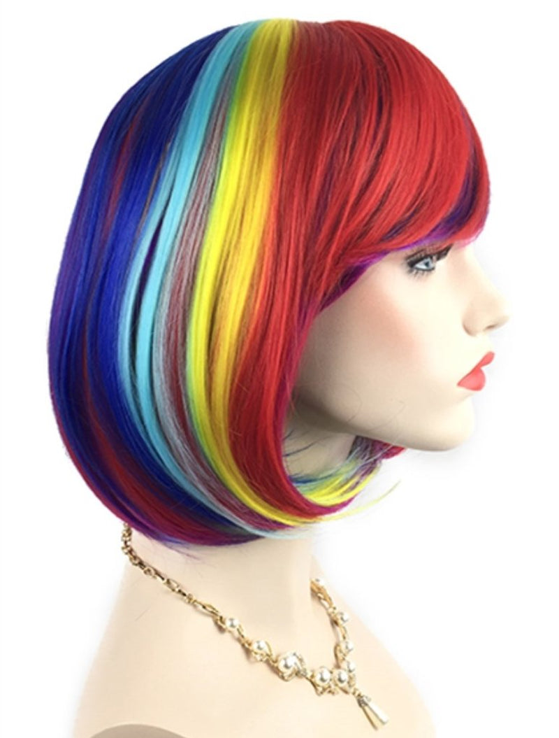 Sky Blue Bob Wigs and a Wig Cap, Short Straight Flat Bangs, Cool Summer Sexy Stylish Cosplay Party Hair Wigs, Wig003Sbl