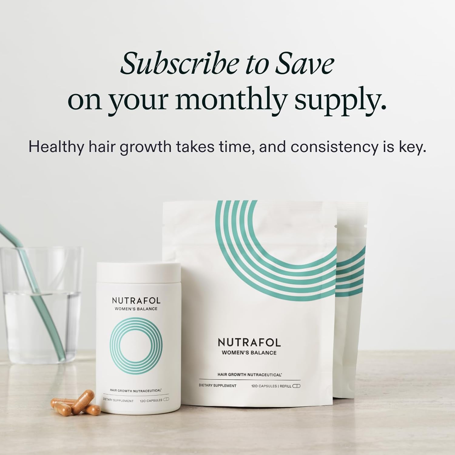 Women'S Balance Hair Growth Supplements, Ages 45 and Up, Clinically Proven for Visibly Thicker Hair and Scalp Coverage, Dermatologist Recommended - 1 Month Supply