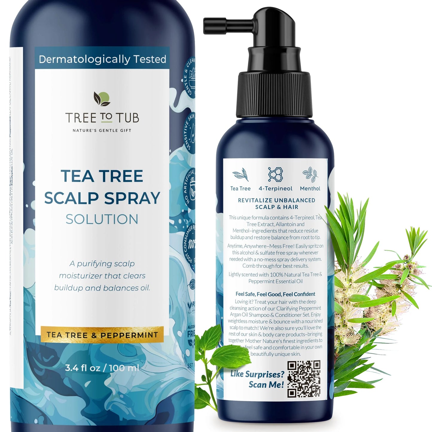 Dry Scalp Spray - Intensive Scalp Moisturizer for Men & Women - Tea Tree Leave in Scalp Moisturizer for Dry Scalp, Flaky Buildup & Excess Oil