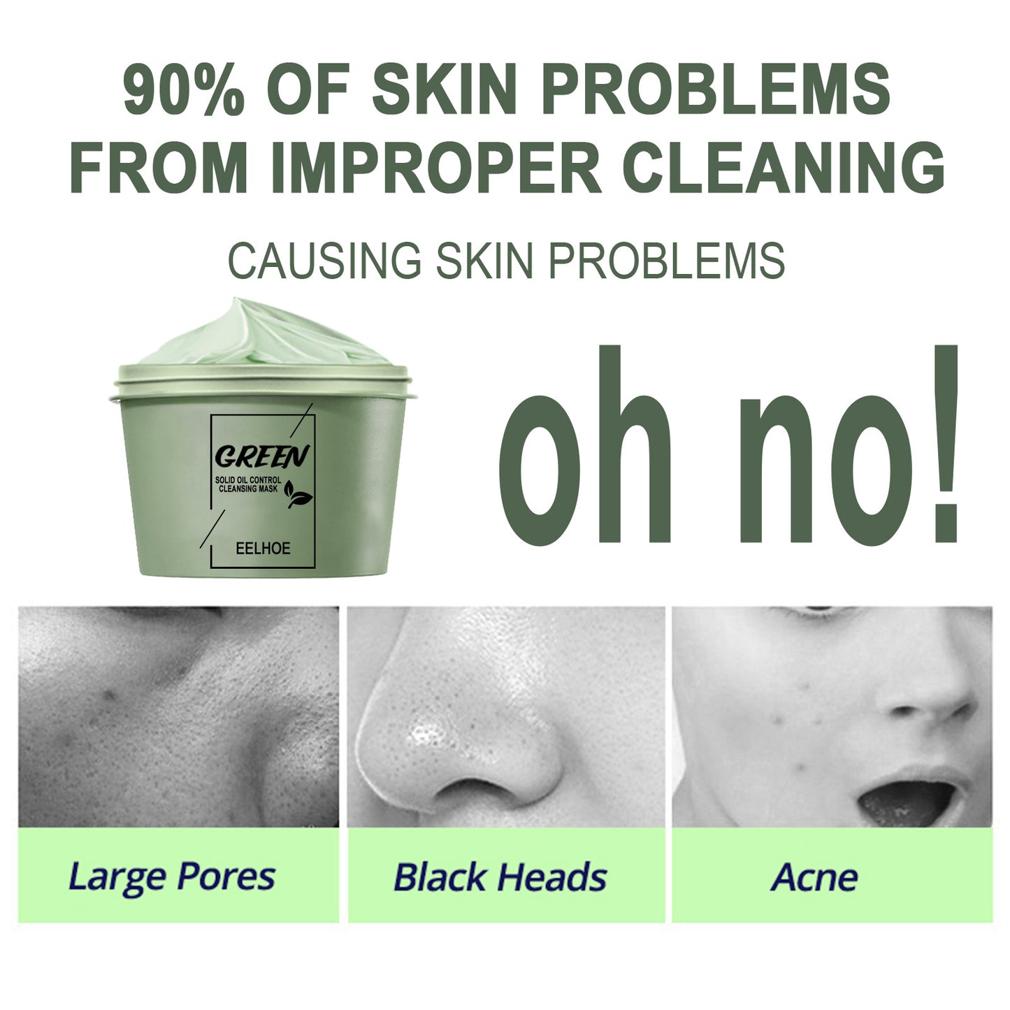 Green Tea Mud Mask, Cleansing Face Moisturizing And Hydrating Pore Cleaning Smear Mask
