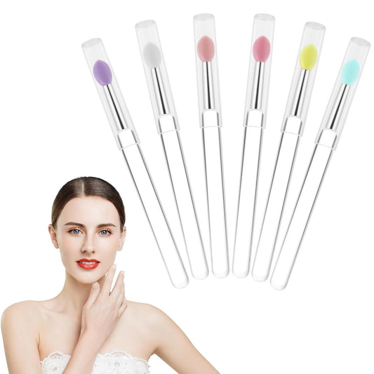 Reusable Silicone Lip Brush Set For Lipstick, Gloss, Balm, Mask & Scrub - Hygienic Caps, 8 Colors