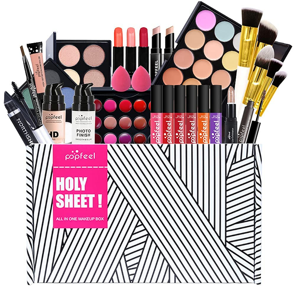 All in One Makeup Gift Kit, Multipurpose Makeup Set for Women, Full Kit with Face Makeup, Lipstick Set, Eyebrow Pencil, Lip Gloss (8 Pcs) (FJM1125WK2N106Q)