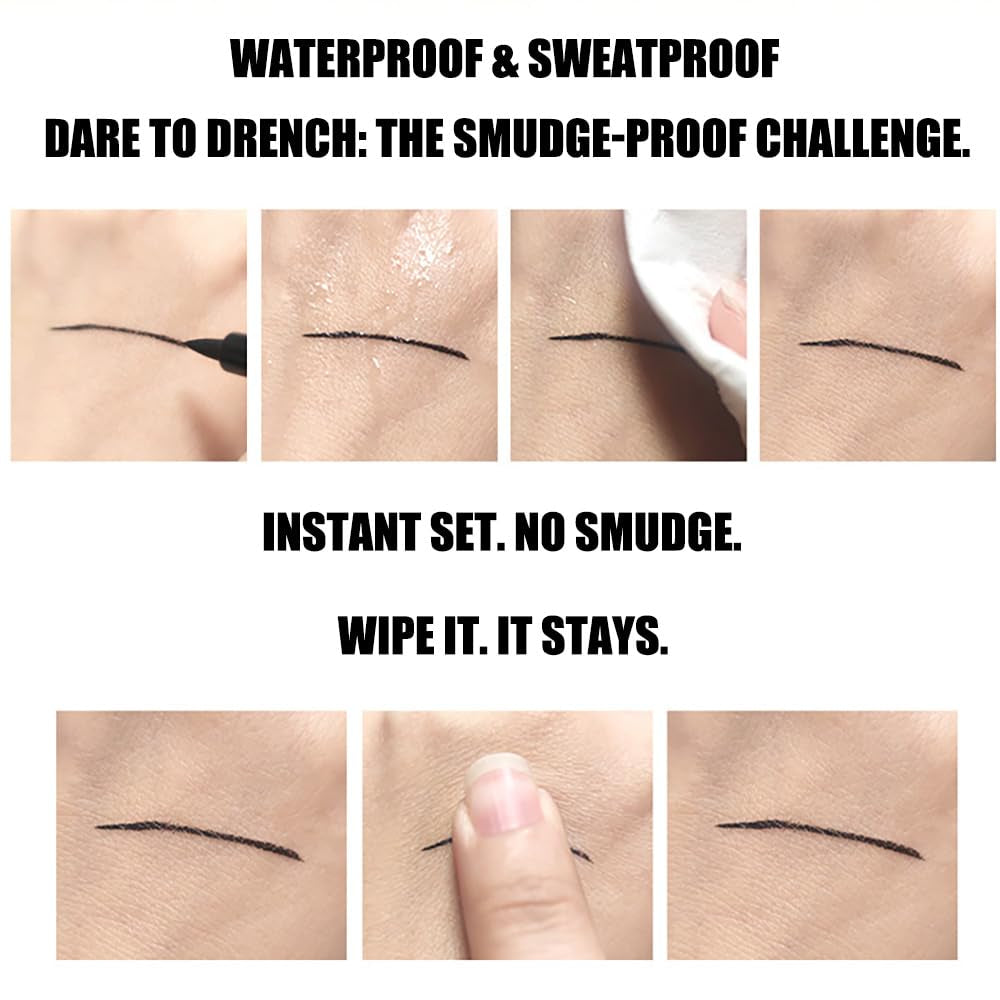 Eyeliner Waterproof Professional Liquid Long Lasting Cosmetics Eye Liner Pen Black 12 Pcs