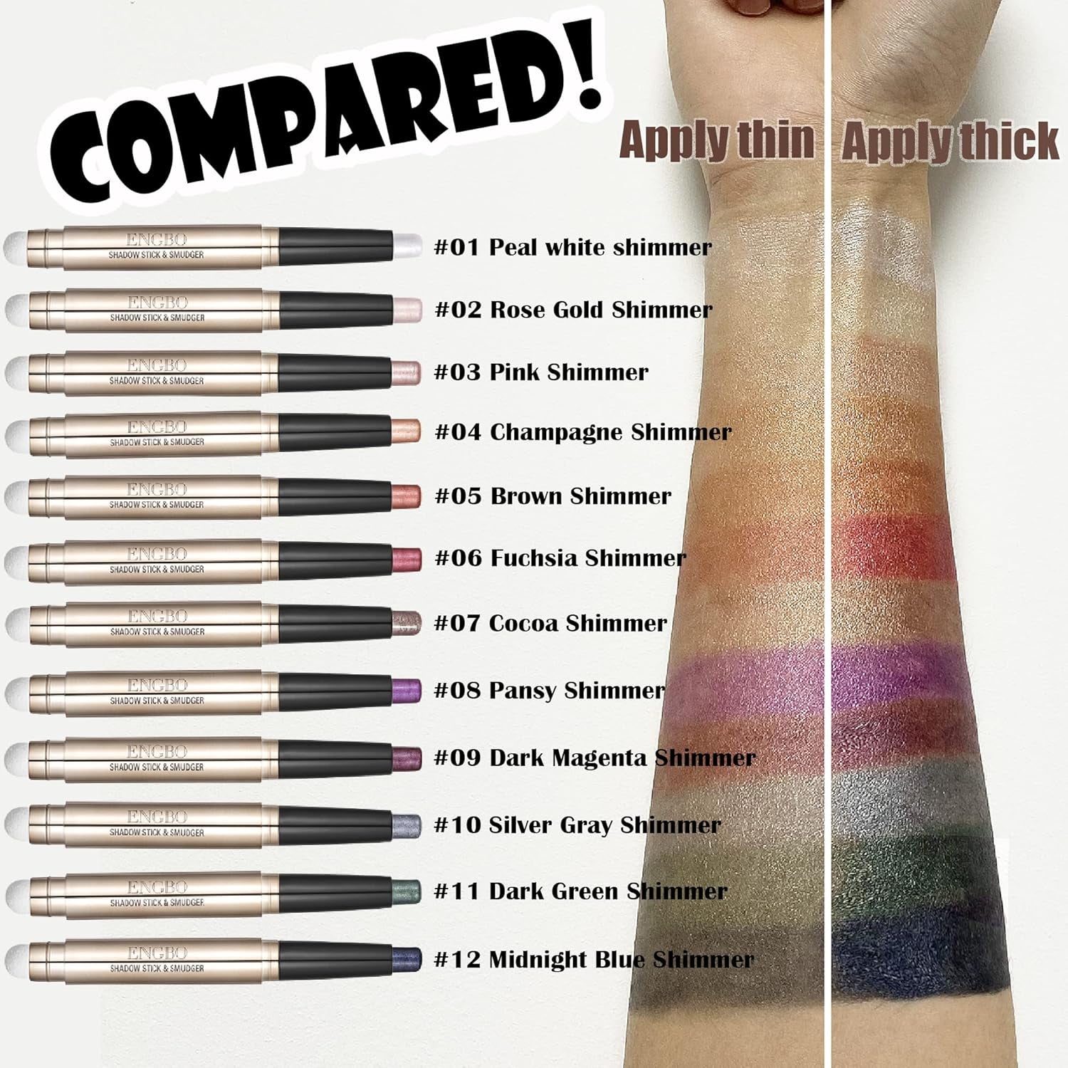 Eyeshadow Stick Eye Shadow Stick Makeup 6 Colors Shimmer Eyeshadow Stick Set Cosmetics Eye Brightener Stick Cream Eyeshadow Pencil Set for Eye Makeup Christmas Birthday Gift for Women, Set A