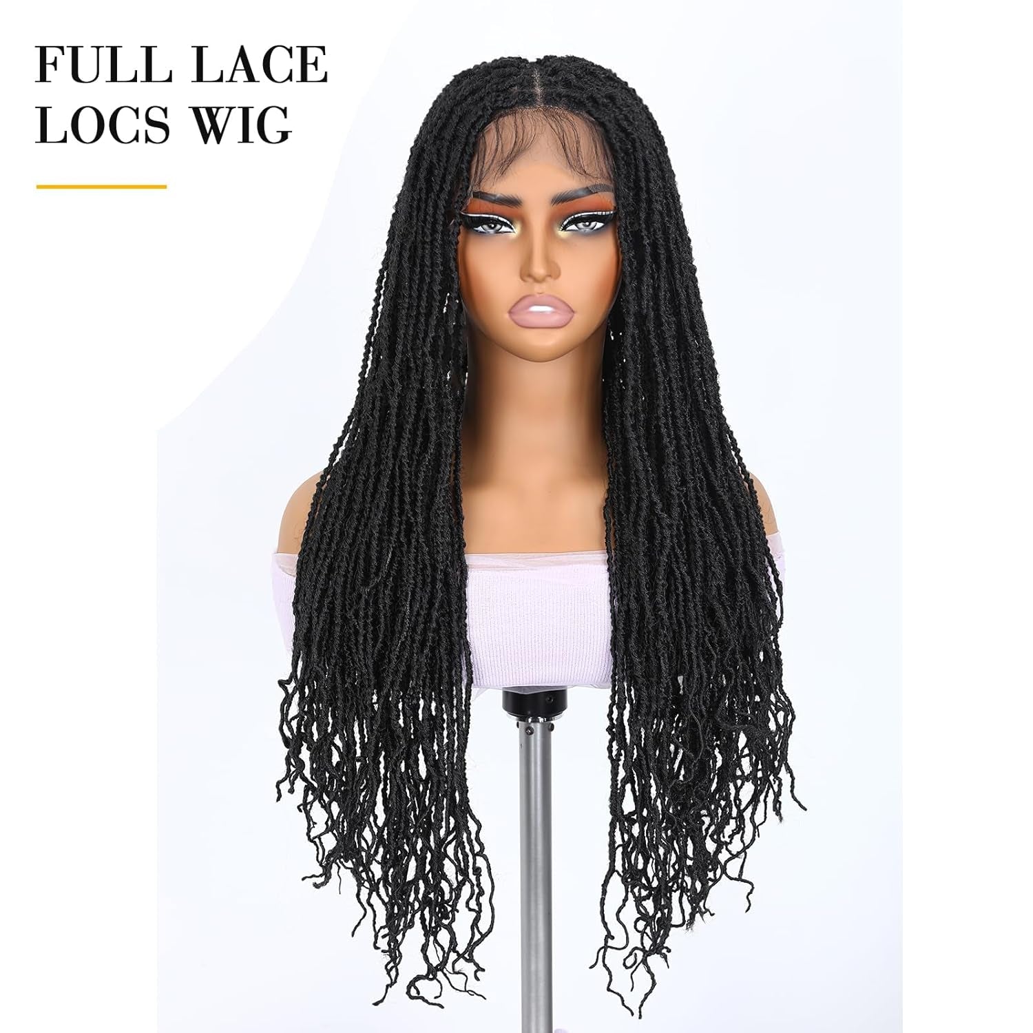 Full Lace Faux Locs Wigs for Black Women Knotless Square Part Dreadlock Wig with Baby Hair Soft Loc Synthetic Dreadlock Wigs Goddess Locs Braided Lace Front Wig