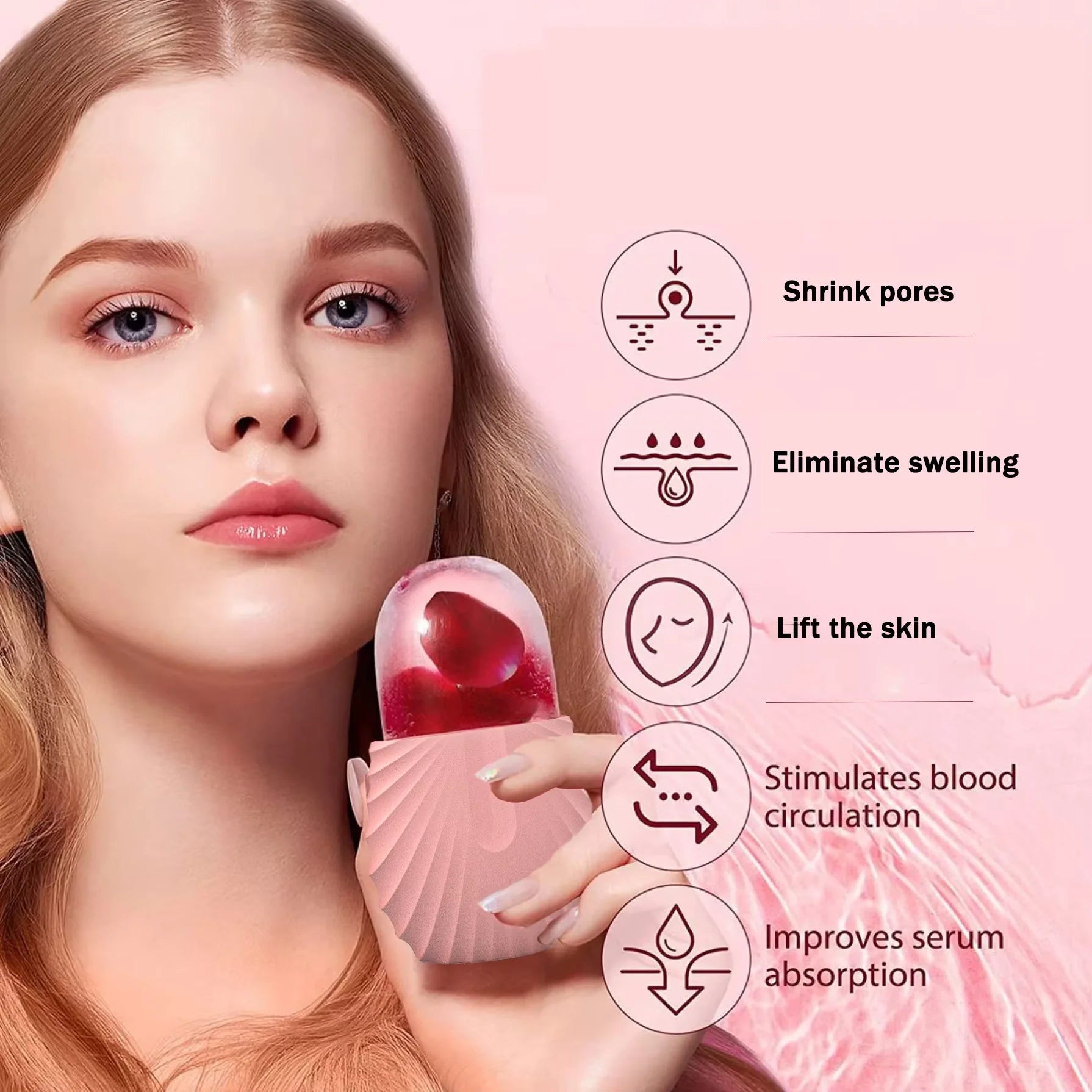 Ice Face Roller Ice Cube Beauty Massage Silicone Ice Mold for Eye Puffiness Ice Facial Roller Shrink Pores