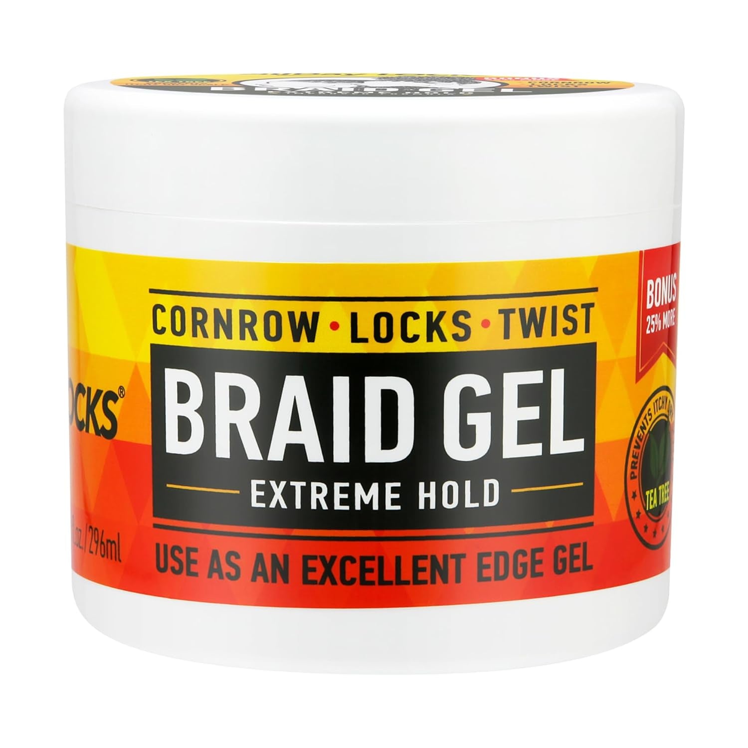 Braid Gel (5 Oz) | Extreme Hold, High Shine | Frizz & Flake-Free Edge Control | Tea Tree, Lavender, Peppermint Oil | Slick & Style Braids, Locks, Twists, Cornrows | 5 Oz