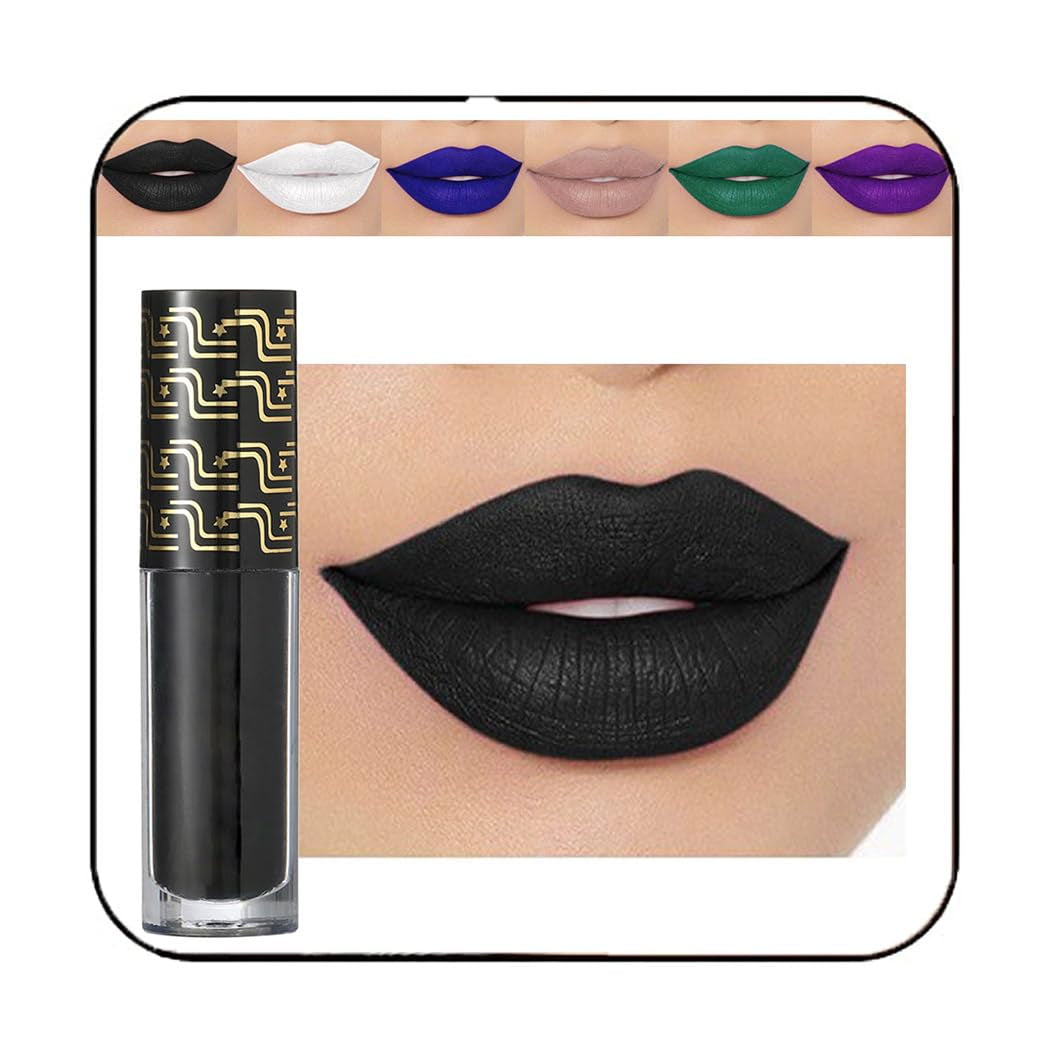 Matte Liquid Lipstick Halloween Lipsticks Gothic Pigment Lip Gloss Velvet Lipglaze Costume Lips Cosmestis for Women and Girls Pack of 1 (Purple)