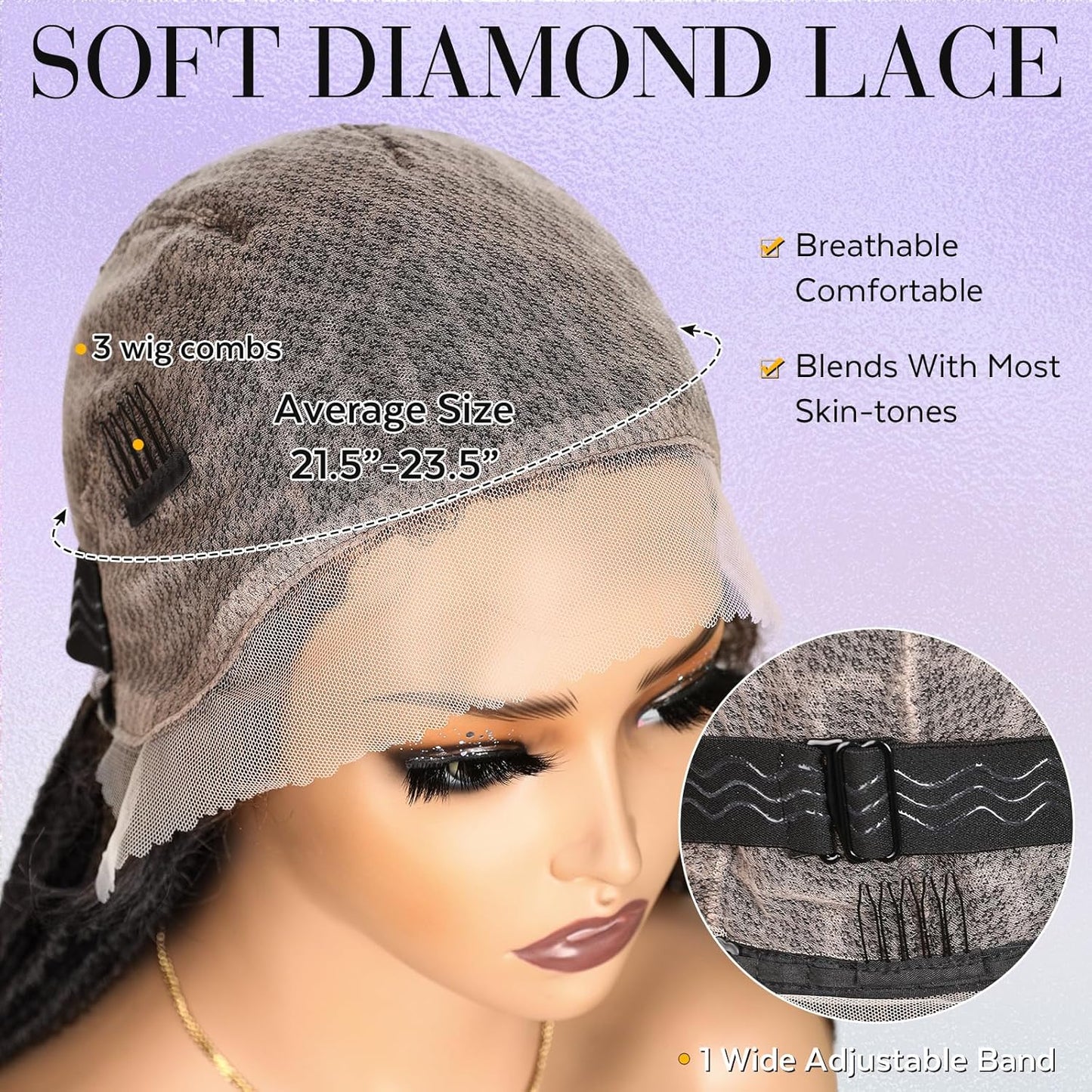 Full Lace Faux Locs Wigs for Black Women Knotless Square Part Dreadlock Wig with Baby Hair Soft Loc Synthetic Dreadlock Wigs Goddess Locs Braided Lace Front Wig