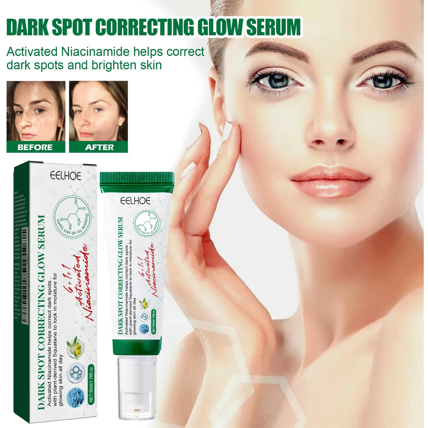 Dark Spot Correcting Glow Serum, Beauty Skin Stains Freckles Melanin Repair Dark Skin Care