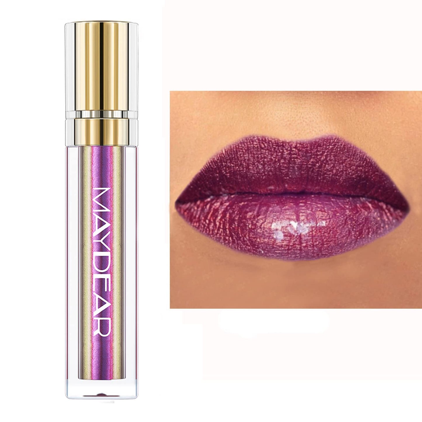 Chameleon Lipstick – Metallic Multichrome Lipstick, Long-Lasting, Fuchsia Green (08)