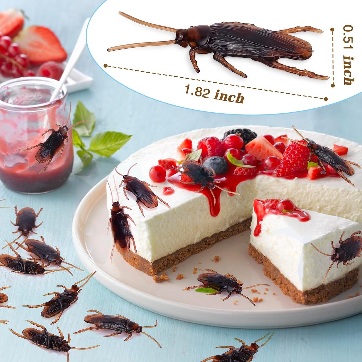 Pretty Realistic 50PCS Fake Roaches, Fake Cockroaches  Great Way to Play a Prank, Faux Cockroaches Lifelike Creepy Perfect for Halloween Project, Tricking People, Kid Playing