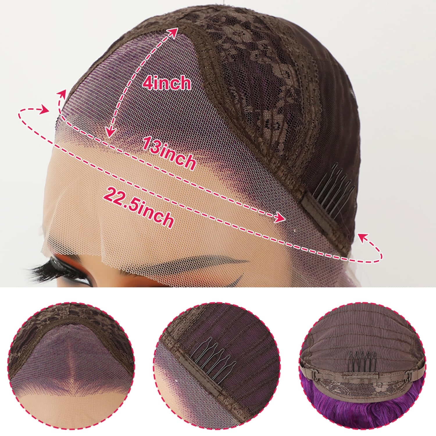 Purple Body Wave 13X4 Lace Frontal Wigs HD Lace Front Wigs Glueless Pre Plucked Bluish Violet Glueless Wigs 28 Inch Soft Hair Natural Hair Line Baby Hair Heat Resistant
