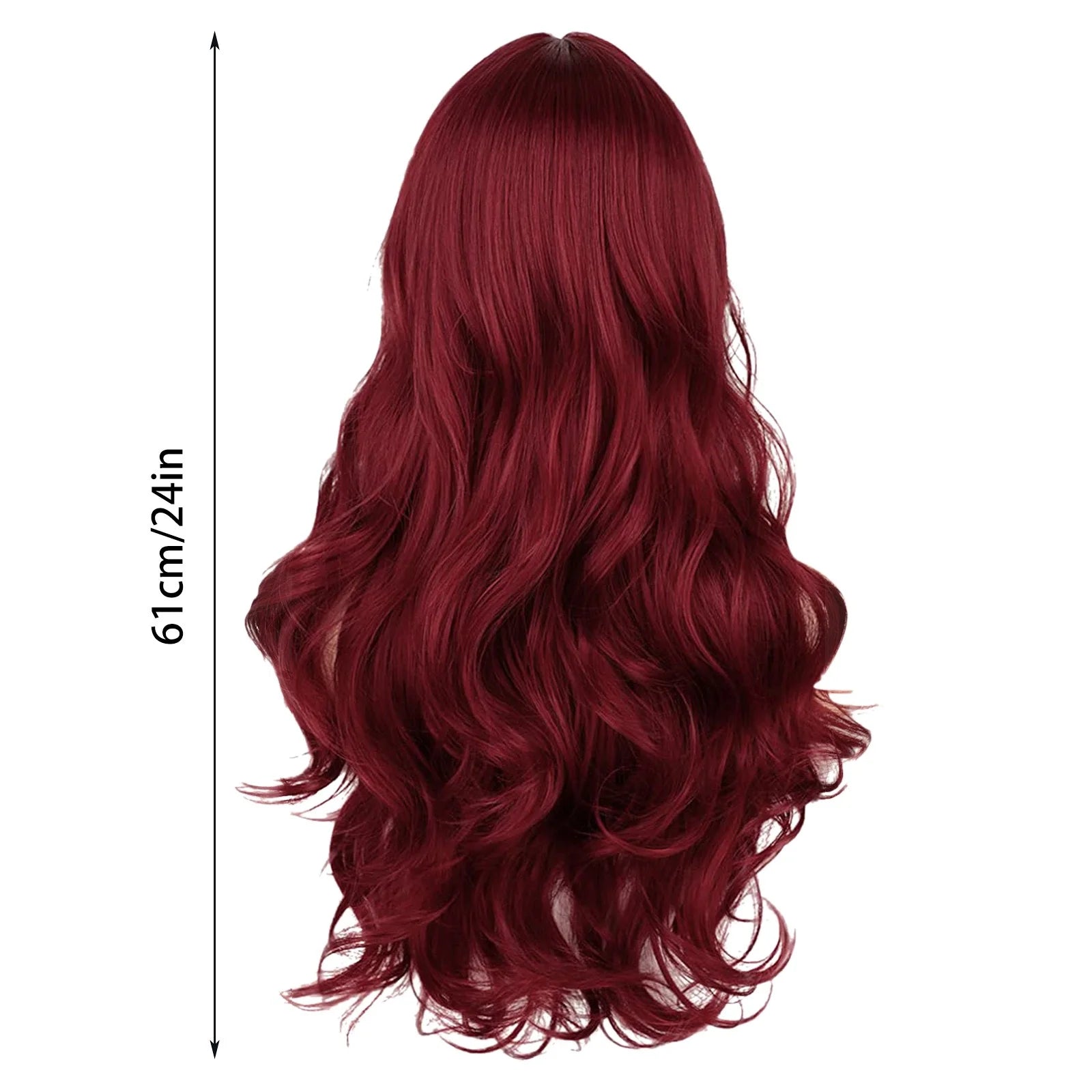 Long Red Lace Front Wig for Women Middle Parts Long Wavy Human Hair Wig with Lace Front Wig Caps Wigs for Women 24Inch