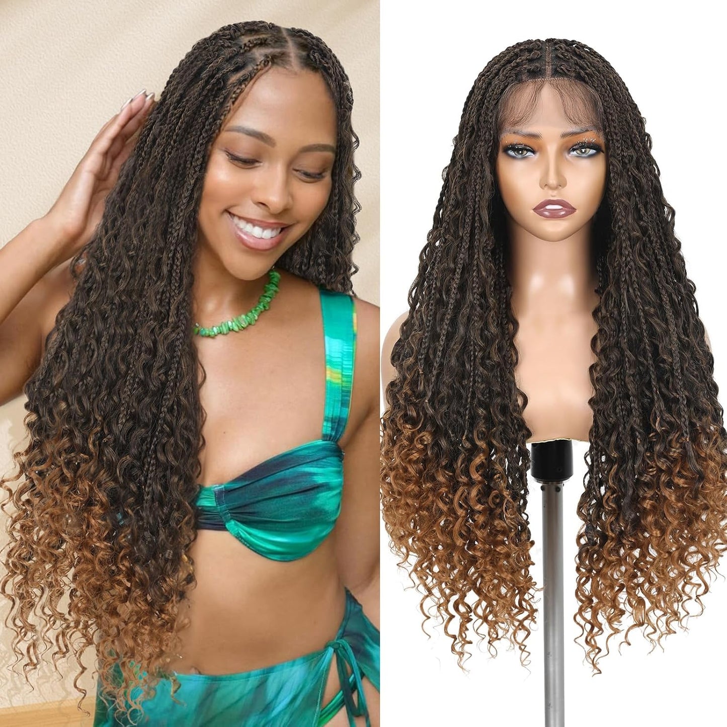 Full Lace Faux Locs Wigs for Black Women Knotless Square Part Dreadlock Wig with Baby Hair Soft Loc Synthetic Dreadlock Wigs Goddess Locs Braided Lace Front Wig