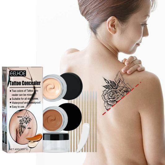 EELHOE Waterproof Tattoo & Scar Concealer | 2-Color High Coverage Cream for Tattoo, Birthmark & Skin Imperfections