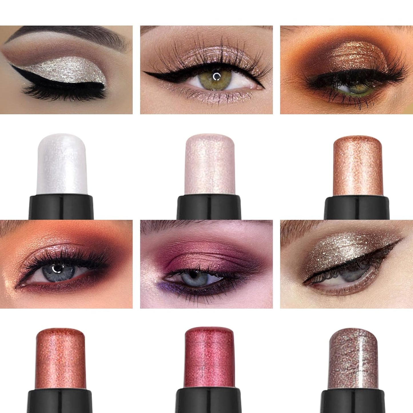 Eyeshadow Stick Eye Shadow Stick Makeup 6 Colors Shimmer Eyeshadow Stick Set Cosmetics Eye Brightener Stick Cream Eyeshadow Pencil Set for Eye Makeup Christmas Birthday Gift for Women, Set A