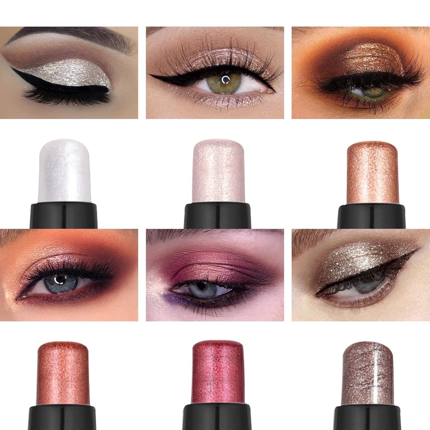 Eyeshadow Stick Eye Shadow Stick Makeup 6 Colors Shimmer Eyeshadow Stick Set Cosmetics Eye Brightener Stick Cream Eyeshadow Pencil Set for Eye Makeup Christmas Birthday Gift for Women, Set A