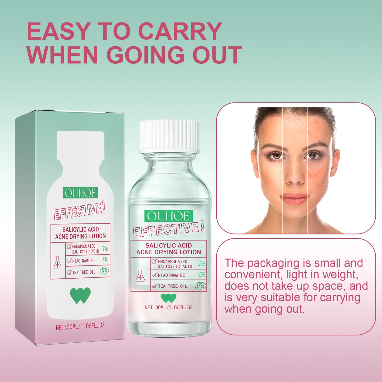 Salicylic Acid Acne Drying Lotion, Gentle Repair Acne-Skin Skin Moisturizing Lotion