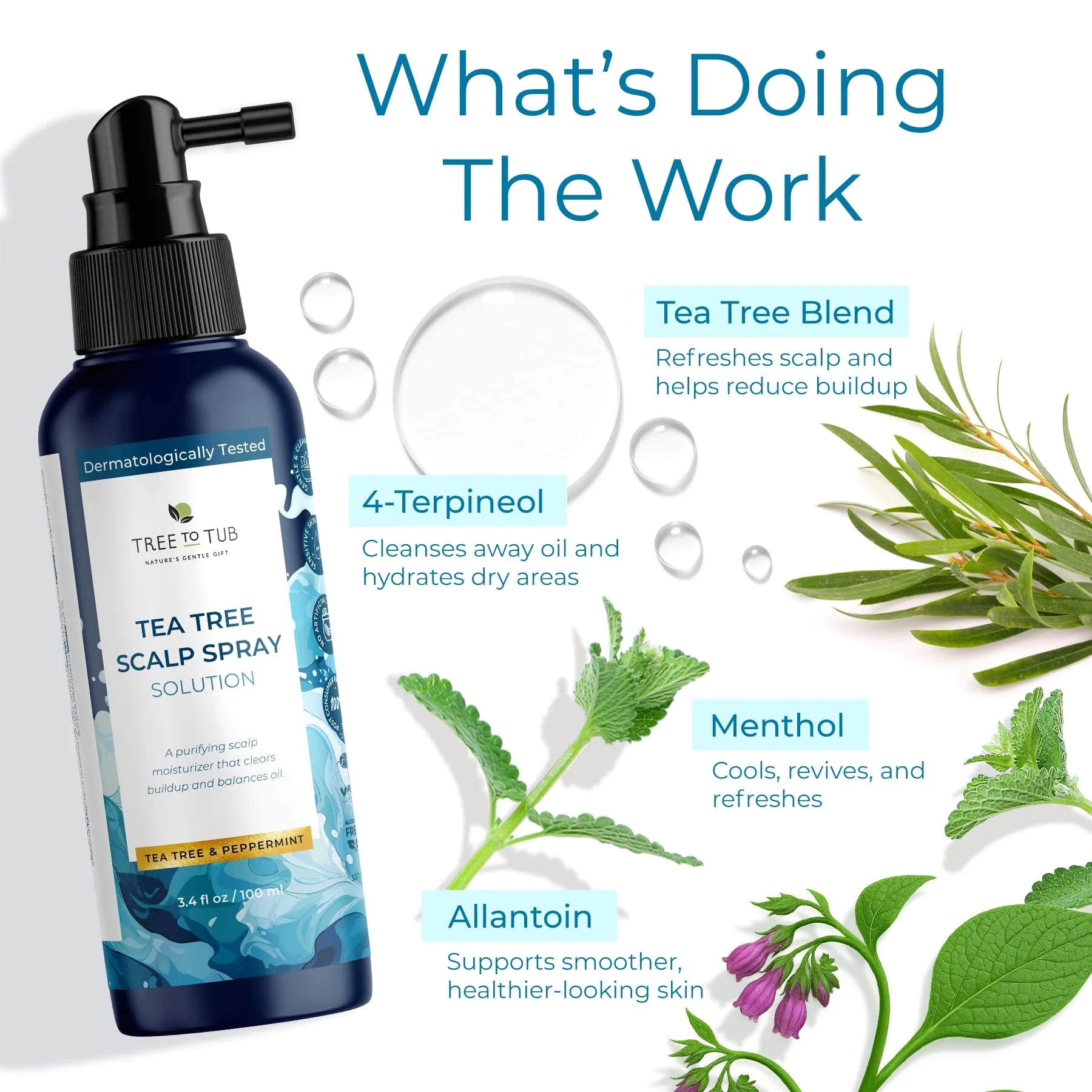 Dry Scalp Spray - Intensive Scalp Moisturizer for Men & Women - Tea Tree Leave in Scalp Moisturizer for Dry Scalp, Flaky Buildup & Excess Oil