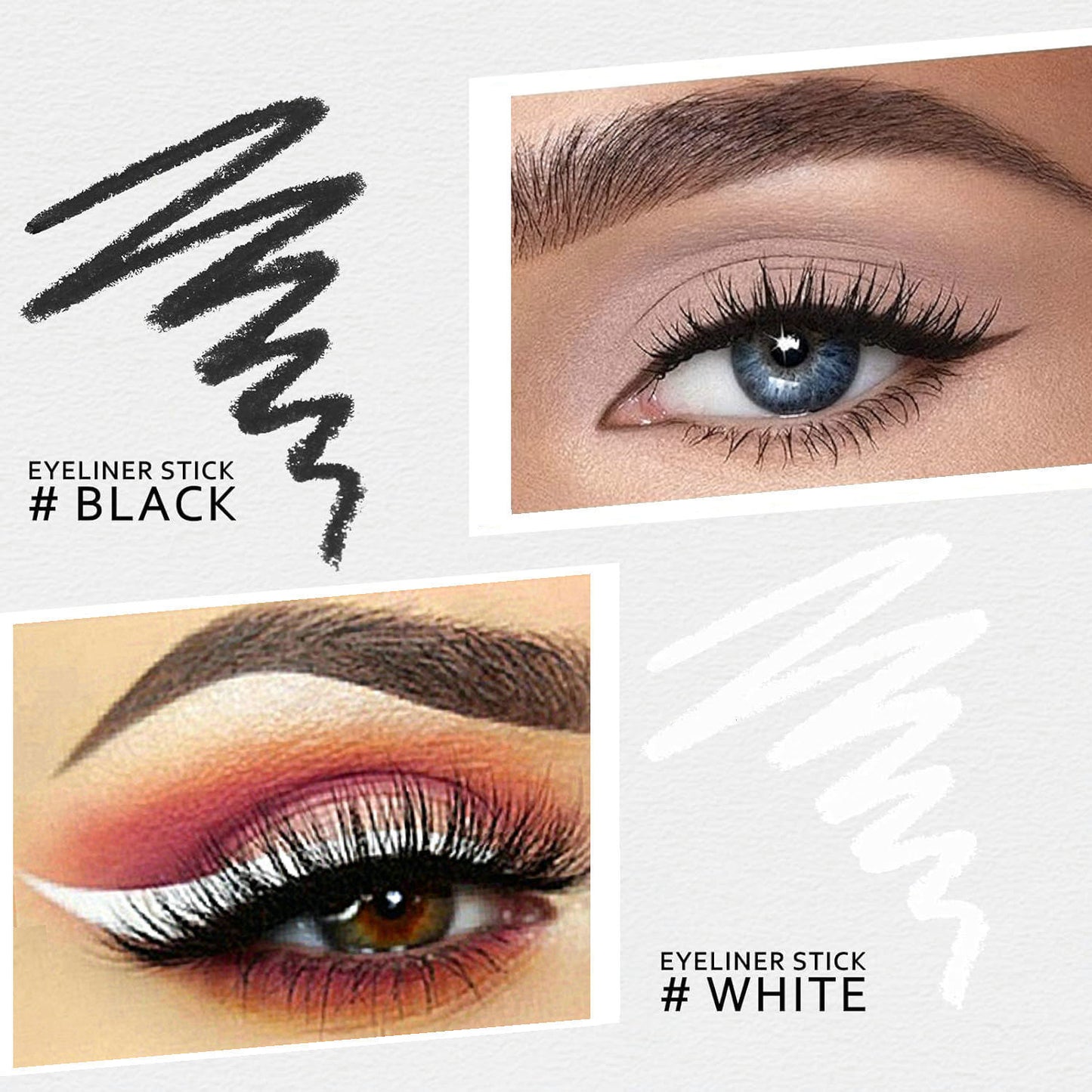 12PCS Black & White Eyeliner Pencil Set | Waterproof, Long-Lasting Multi-Use with Sharpener
