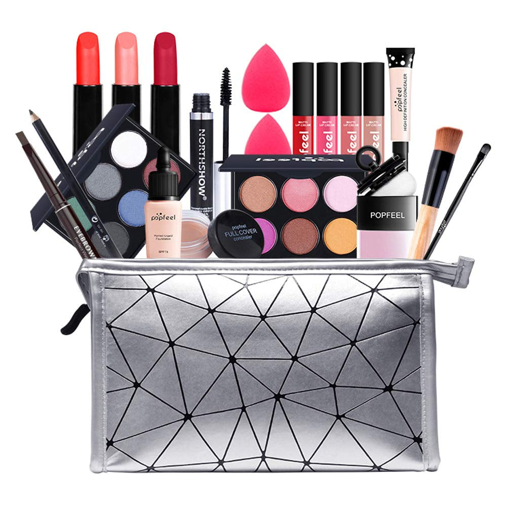 All in One Makeup Gift Kit, Multipurpose Makeup Set for Women, Full Kit with Face Makeup, Lipstick Set, Eyebrow Pencil, Lip Gloss (8 Pcs) (FJM1125WK2N106Q)