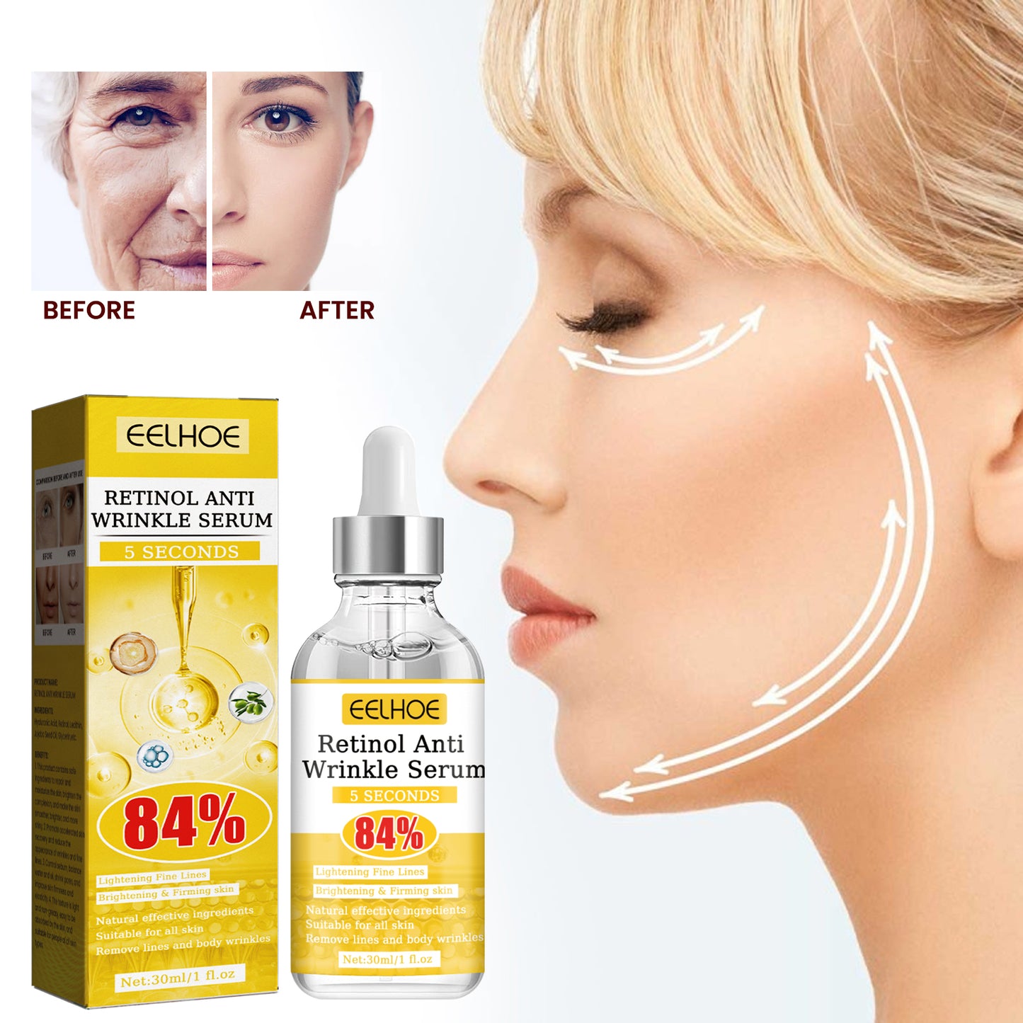 Retinol Anti-Wrinkle Serum Tightens Facial Skin And Reduces Wrinkles