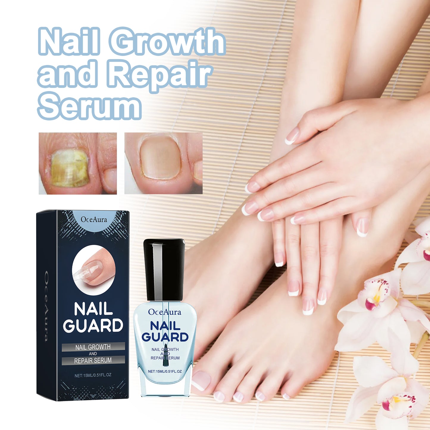 OCEAURA Nail Repair Lotion, Foot And Nail Nourishing Repair Soft Nails Gentle Clean Bright Nails Care
