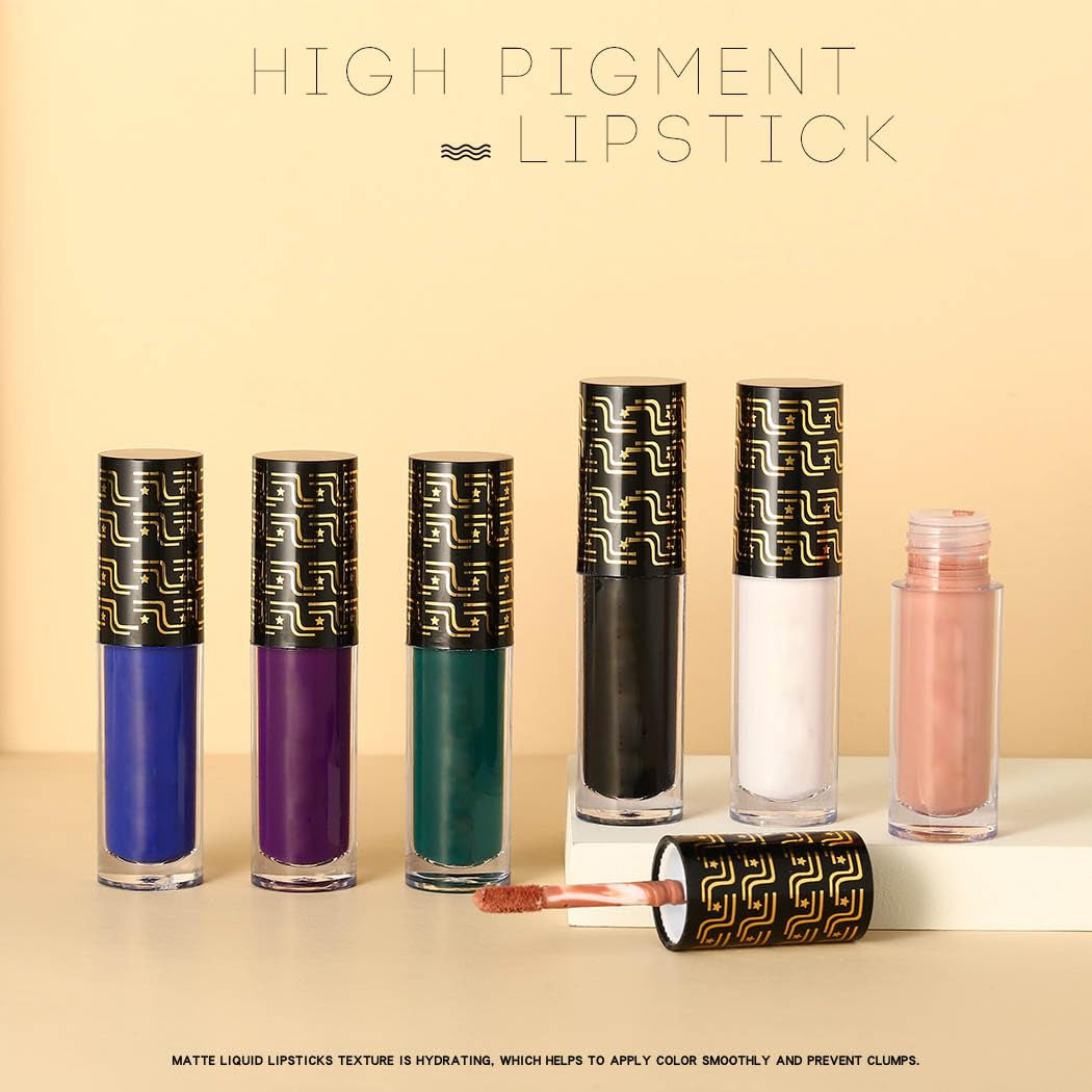 Matte Liquid Lipstick Halloween Lipsticks Gothic Pigment Lip Gloss Velvet Lipglaze Costume Lips Cosmestis for Women and Girls Pack of 1 (Purple)