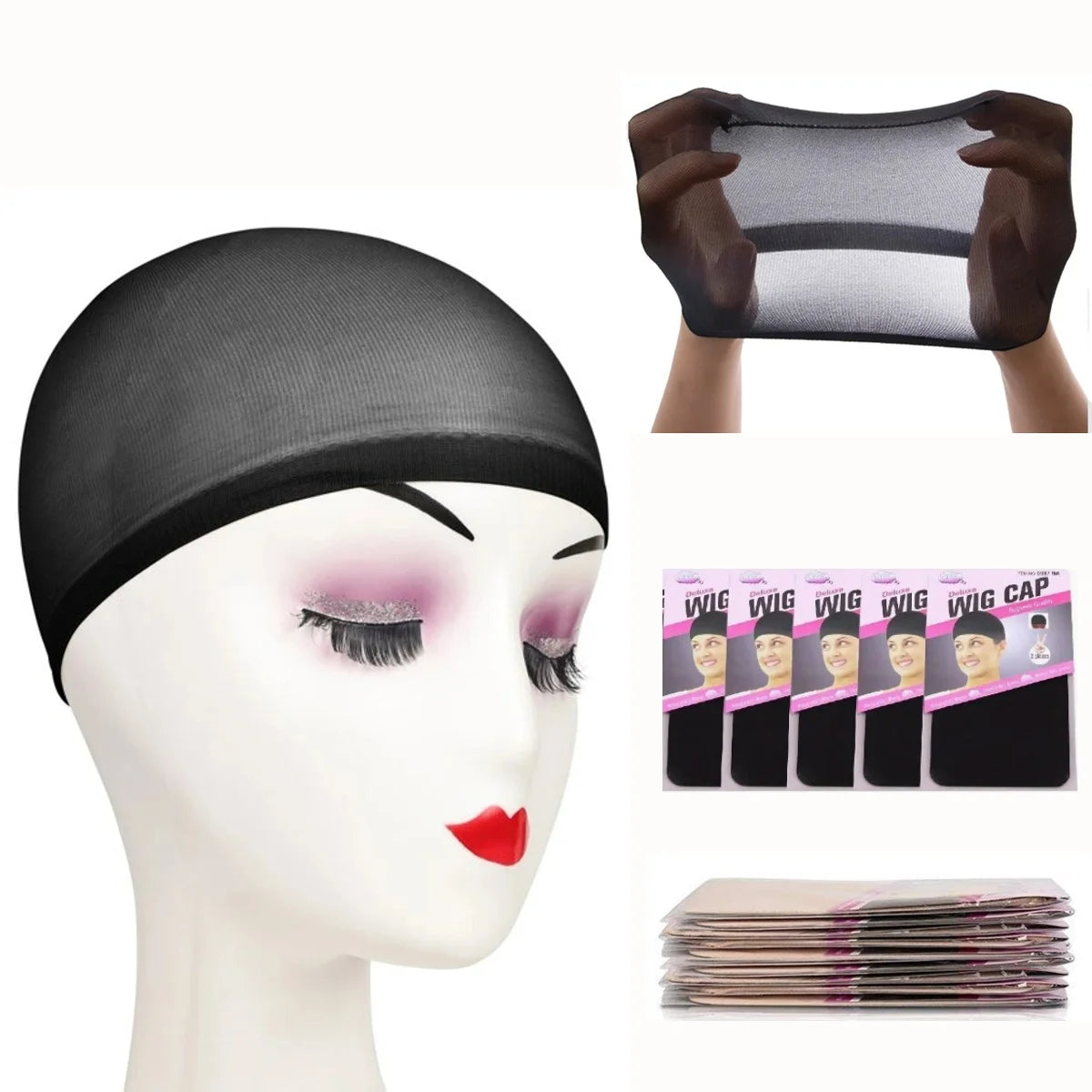 10 Pack Wig Caps Elastic Stocking Wig Cap Black Hair Nets