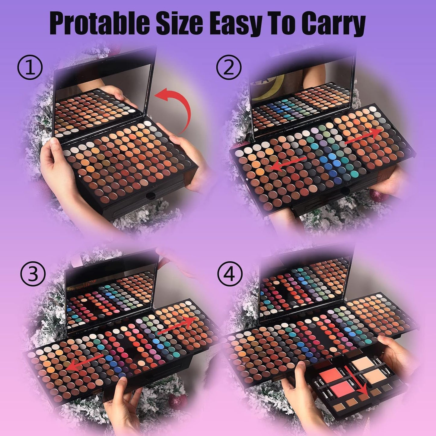 Women Makeup Sets Full Kits - 190 Colors Cosmetic Make up Gifts Combination with Eyeshadow Facial Blusher Eyebrow Powder Face Concealer Powder Eyeliner Pencil with Full Size Mirror Makeup Palette Kit