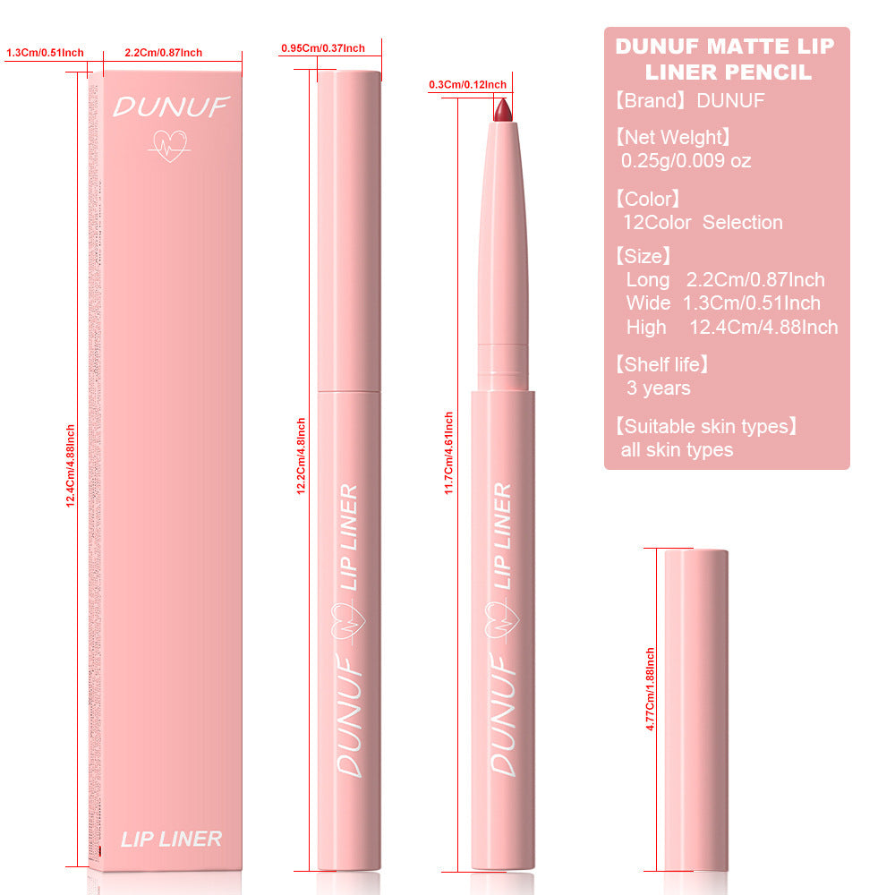 12 Colors Easy To Color Velvet Matte Lip Liner
