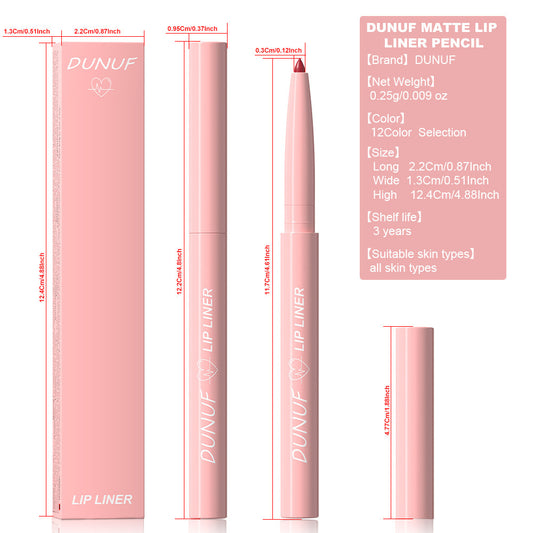 12 Colors Easy To Color Velvet Matte Lip Liner