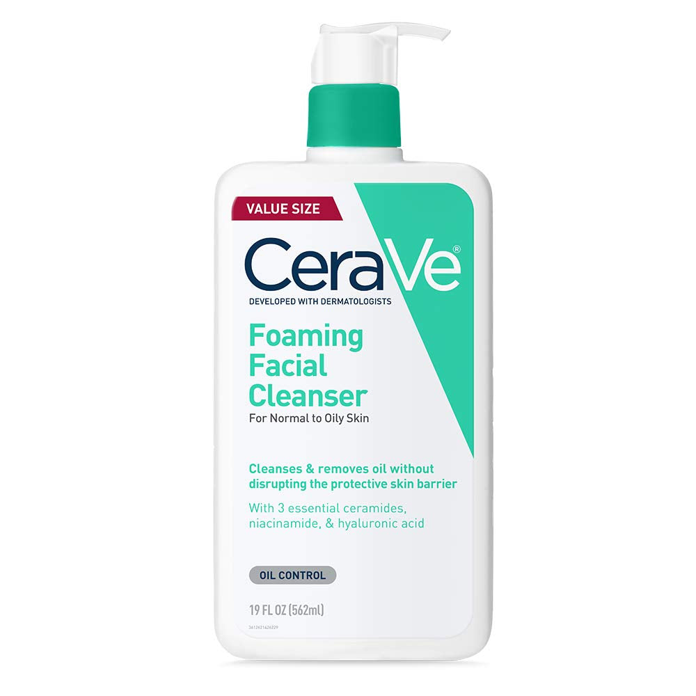 Foaming Facial Cleanser, Daily Face Wash for Oily Skin, Hyaluronic Acid + Ceramides + Niacinamide, Fragrance Free & Paraben Free, Non-Drying Oil Control Face Wash, 16 Fluid Ounces
