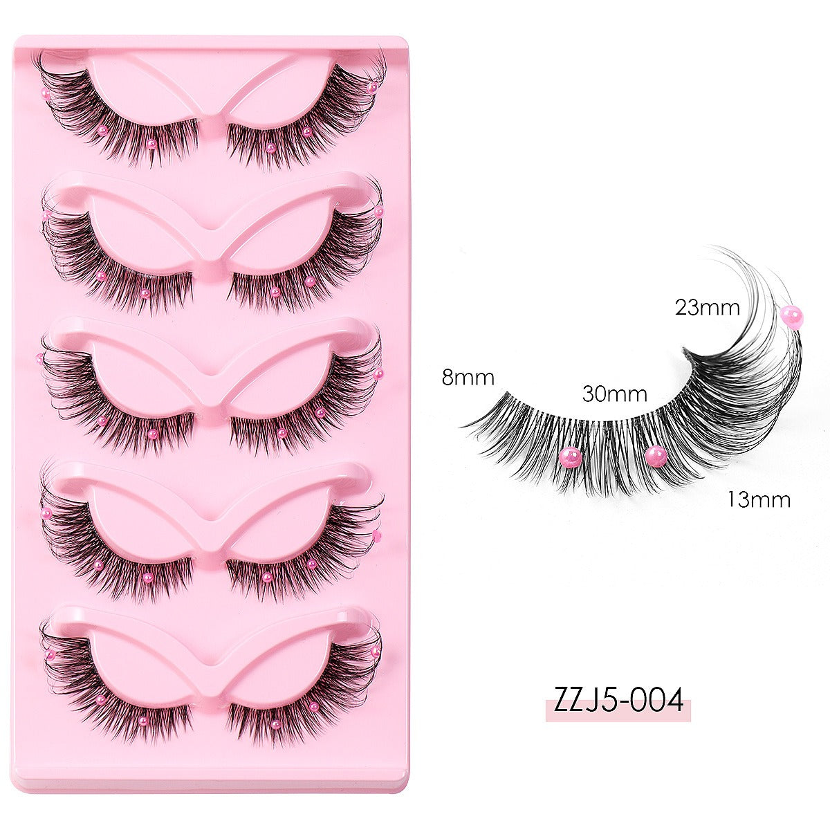3D Foxy Winged Cat Eye Lashes | Clear Band Vegan Faux Mink Strip Lashes with Diamond Pearl Detail
