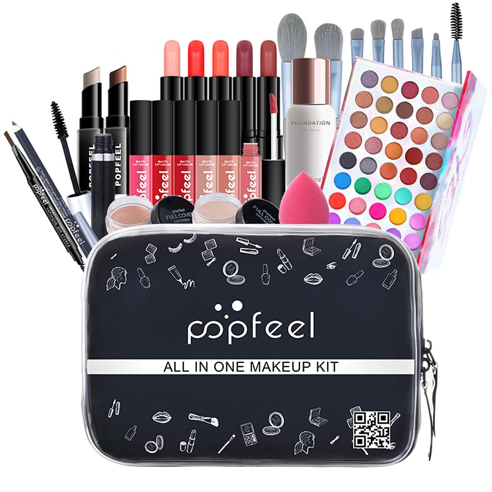 All in One Makeup Gift Kit, Multipurpose Makeup Set for Women, Full Kit with Face Makeup, Lipstick Set, Eyebrow Pencil, Lip Gloss (8 Pcs) (FJM1125WK2N106Q)