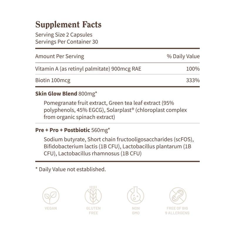 SNAP – Skin Glow – 3-In-1 Gut-Skin Formula with Prebiotics, Probiotics & Postbiotics – Enhances Radiance, Elasticity & Smoothness