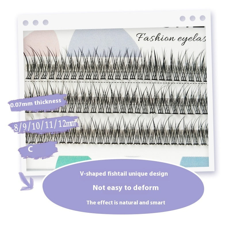 V-shaped Fairy Fishtail False Eyelashes Thick Segment