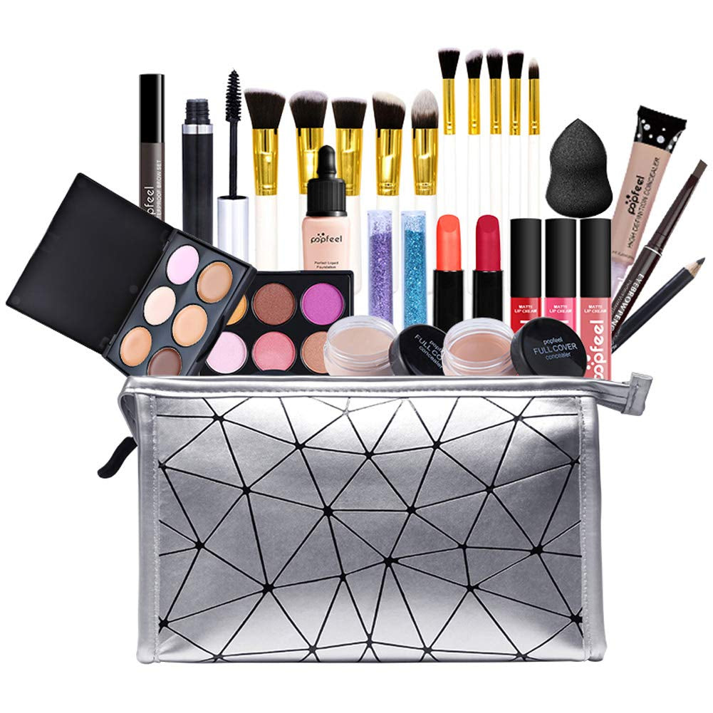 All in One Makeup Gift Kit, Multipurpose Makeup Set for Women, Full Kit with Face Makeup, Lipstick Set, Eyebrow Pencil, Lip Gloss (8 Pcs) (FJM1125WK2N106Q)