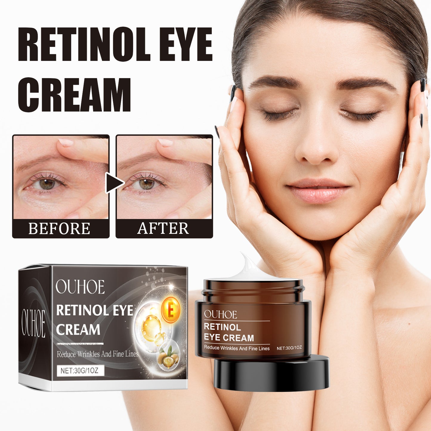 Retinol Eye Cream, Desalination Smoothen Fine Lines Eye Pouch Black Rim Of The Eye Moist Nursing Play Tight Muscle Eye Cream