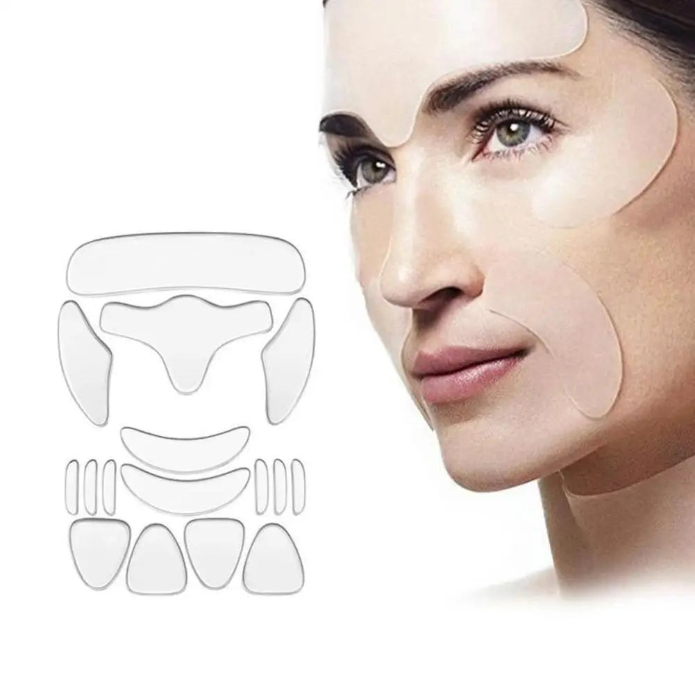 18PCS Reusable Silicone Face Patch Set | Anti-Wrinkle Pads for Forehead, Neck, Eye, Cheek & Chest