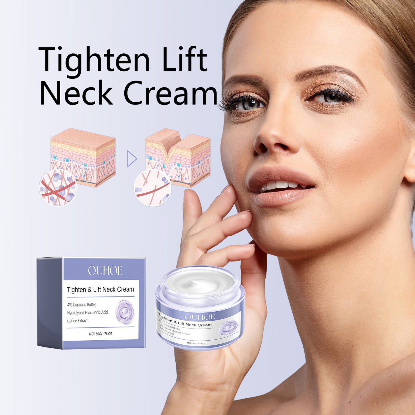 Ouhoe Neck Firming Cream, Gently Nourishes Wrinkles, Improves Skin Elasticity, Moistens And Moisturizes Neck Repair Cream