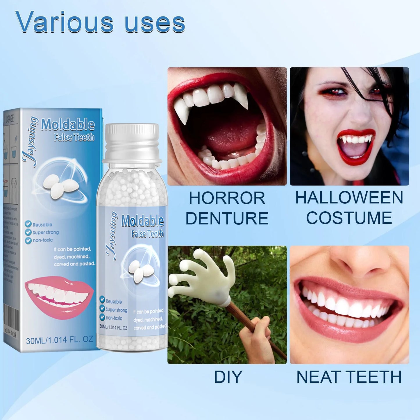 30ml Jaysuing Visual Makeup Denture Modification Dental Gel Repairing Interdental Gaps Fracture Repair Plastic Beauty Tools