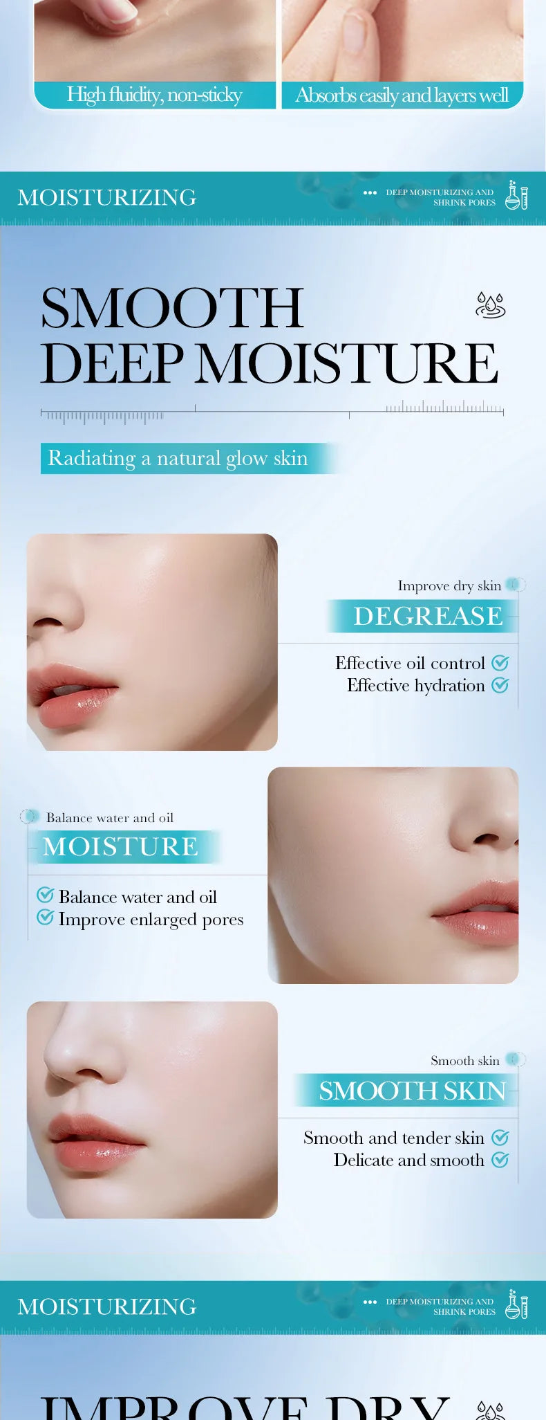Hyaluronic Acid Facial Essence Natural Moisturizing Factor Salicylic Acid Pore Tightening Serum Deeply Hydrating Oil Control