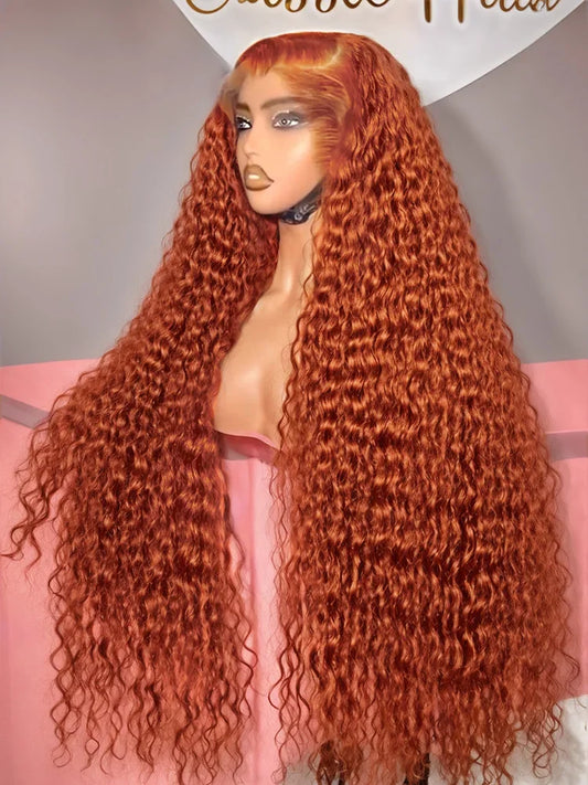 40 Inch Orange Ginger Deep Wave Lace Front Wig | 13x4 13x6 HD Lace | Mossily 100% Brazilian Human Hair