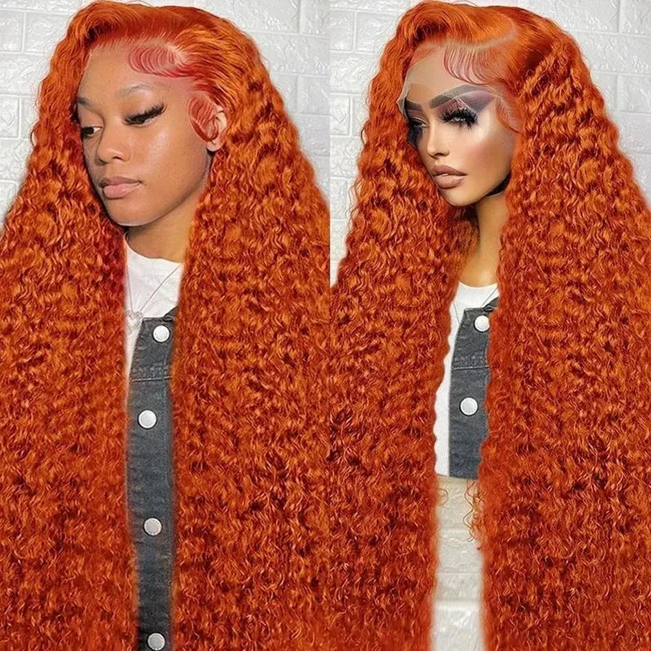 40 Inch Orange Ginger Deep Wave Lace Front Wig | 13x4 13x6 HD Lace | Mossily 100% Brazilian Human Hair